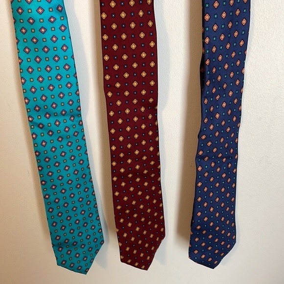 Crown & Ivy Silk Conway Neat Collection Aqua Navy and Burgundy colors Neckties